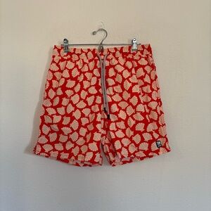 Tom & Teddy Mens Shell Trunks Vanilla Swim Shorts NWT